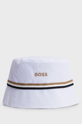 Baby bucket hat in reversible cotton twill, White