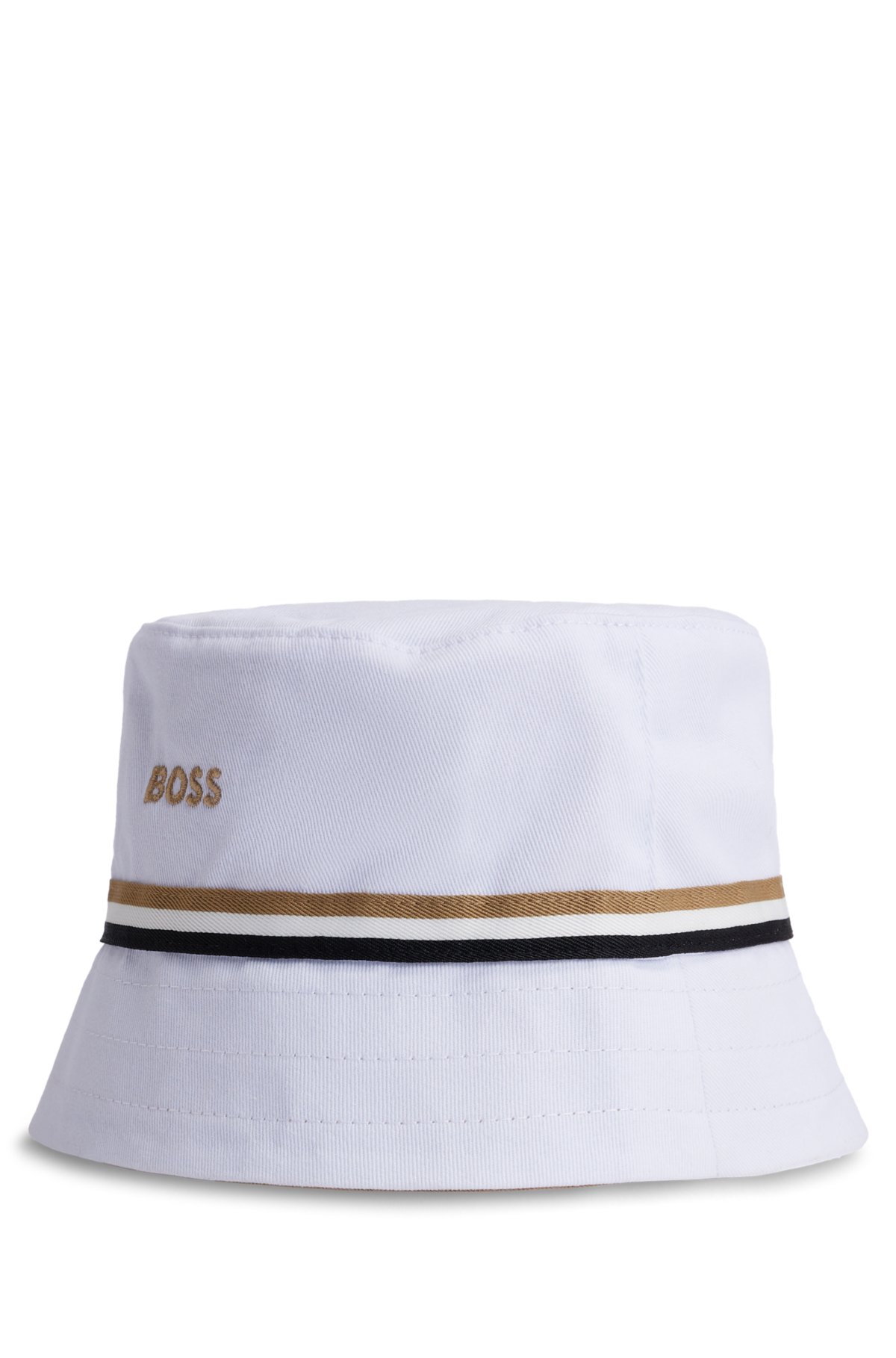 Baby bucket hat in reversible cotton twill, White