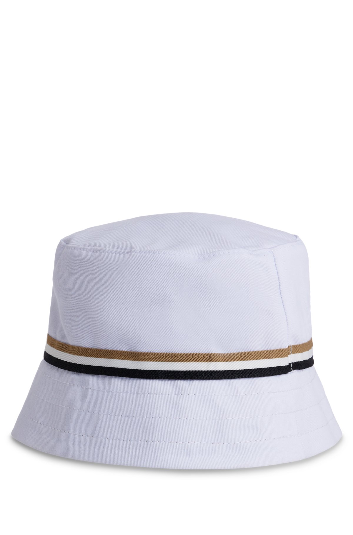 Baby bucket hat in reversible cotton twill, White