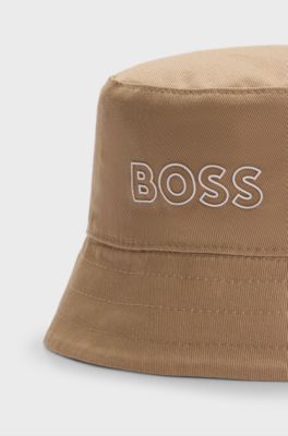 Baby bucket hat in reversible cotton twill, White