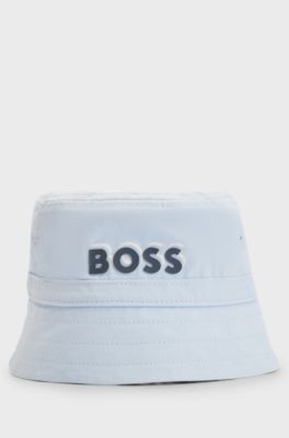 Baby bucket hat in cotton twill with logo print, Light Blue