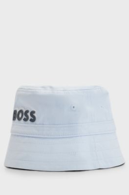 Baby bucket hat in cotton twill with logo print, Light Blue