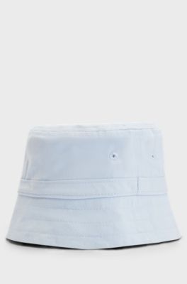 Baby bucket hat in cotton twill with logo print, Light Blue
