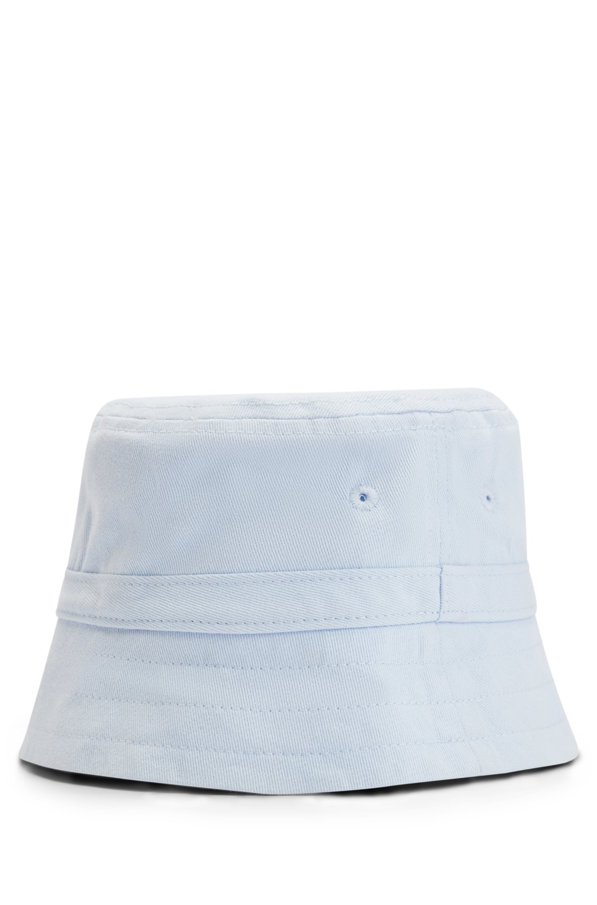 Baby bucket hat in cotton twill with logo print, Light Blue