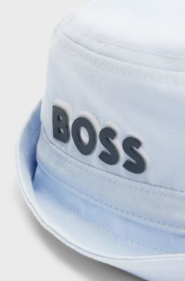 Baby bucket hat in cotton twill with logo print, Light Blue