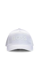 Kids' cap in satin with rubber-print logo, White