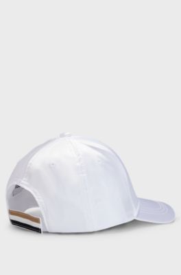 Kids' cap in satin with rubber-print logo, White