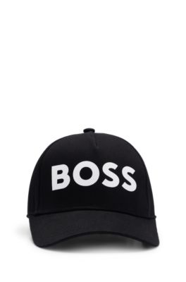 Kids-Cap aus Baumwoll-Twill mit Logo-Print, Schwarz