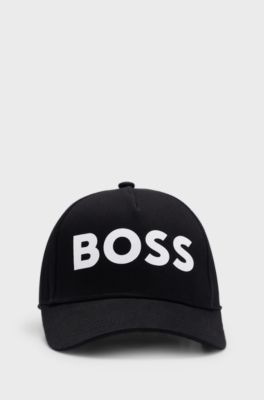 Kids' cap in cotton twill with logo print, Black