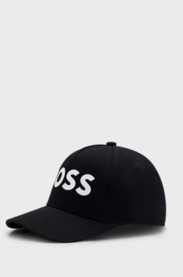 Kids' cap in cotton twill with logo print, Black