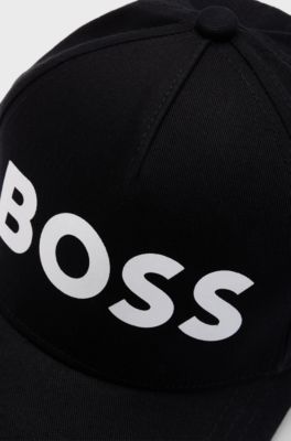 Kids' cap in cotton twill with logo print, Black