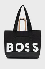 Kids' shopper bag with logo print, Black