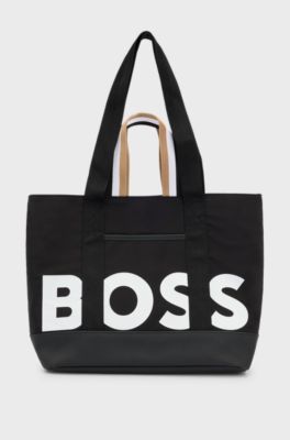 Kids' shopper bag with logo print, Black