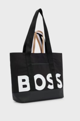 Kids' shopper bag with logo print, Black