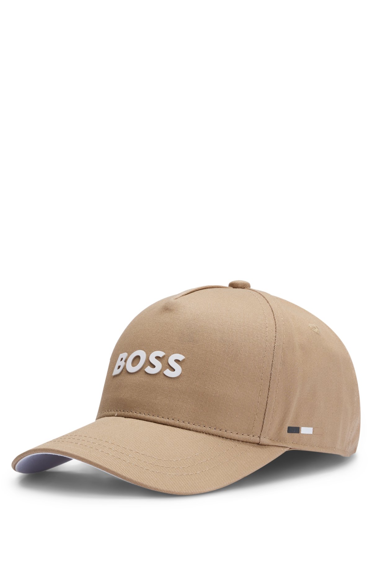 Kids' cap in cotton twill with logo details, Brown