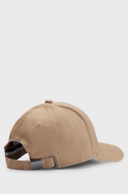 Kinderpet van katoenen twill met logodetails, Bruin