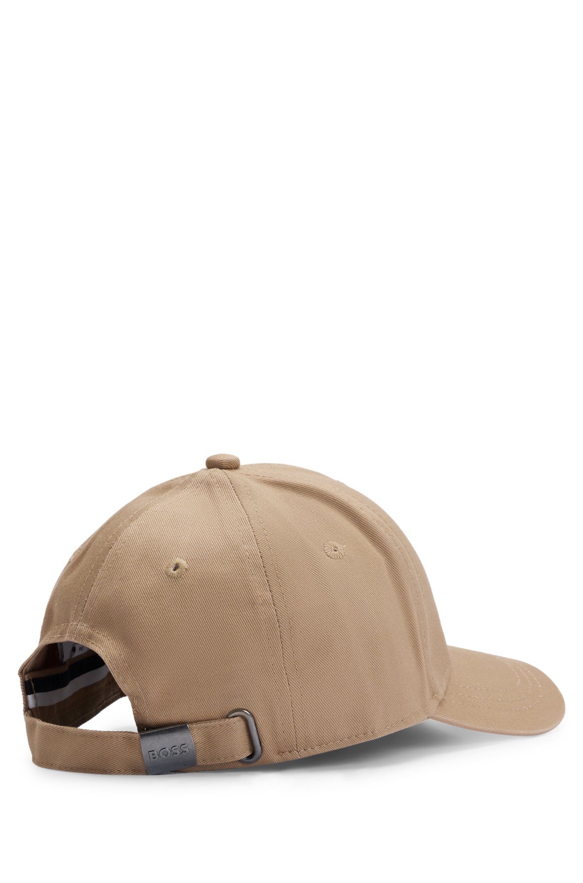 Kids' cap in cotton twill with logo details, Brown