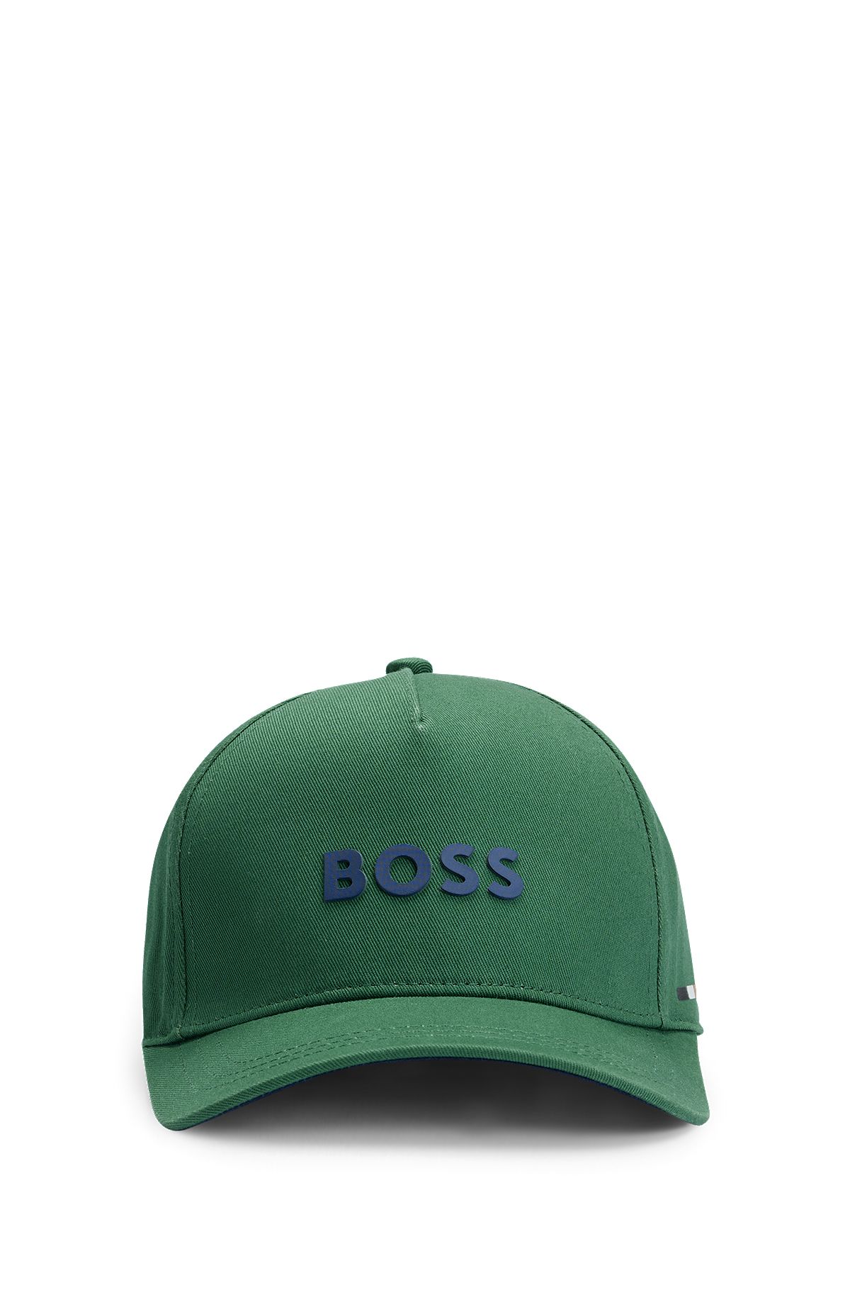 Kids' cap in cotton twill with logo details, Dark Green