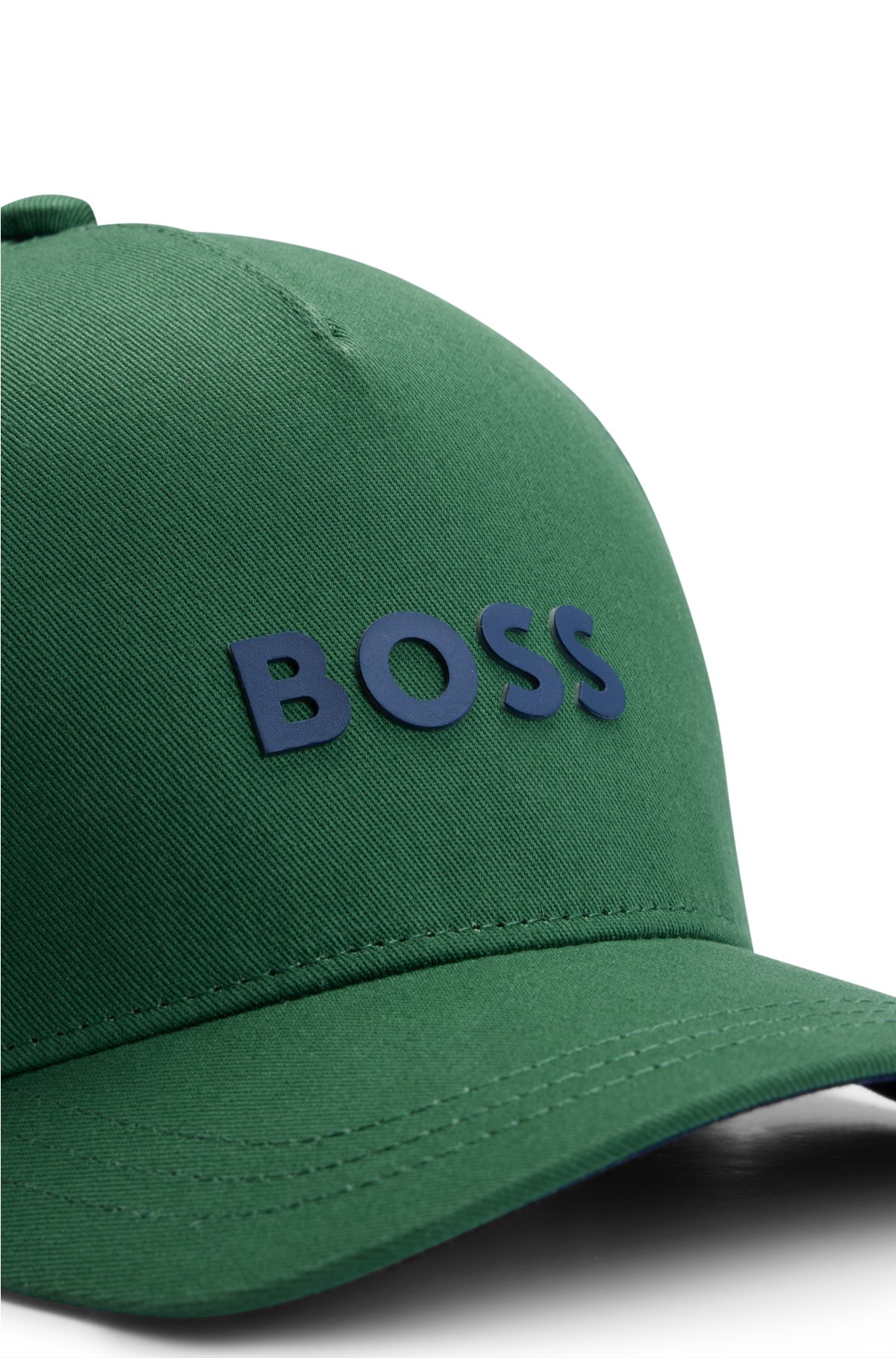 Kids' cap in cotton twill with logo details, Dark Green