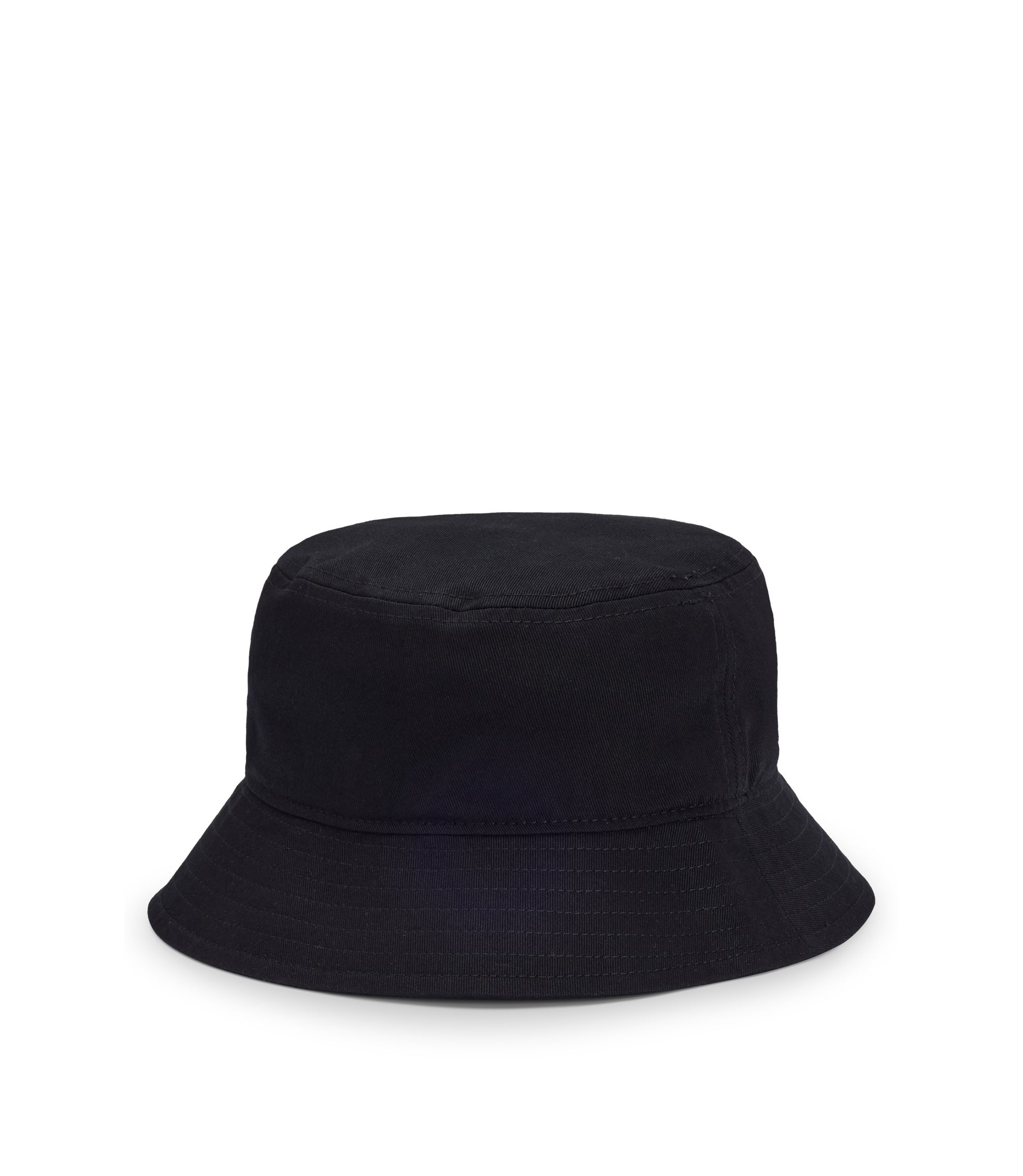 BOSS - Kids' bucket hat in cotton twill with rubber logo - Black