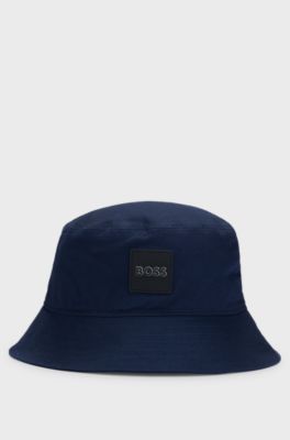 Kids' bucket hat in cotton twill with rubber logo, Dark Blue