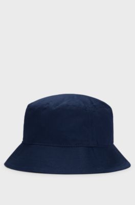 Kids' bucket hat in cotton twill with rubber logo, Dark Blue