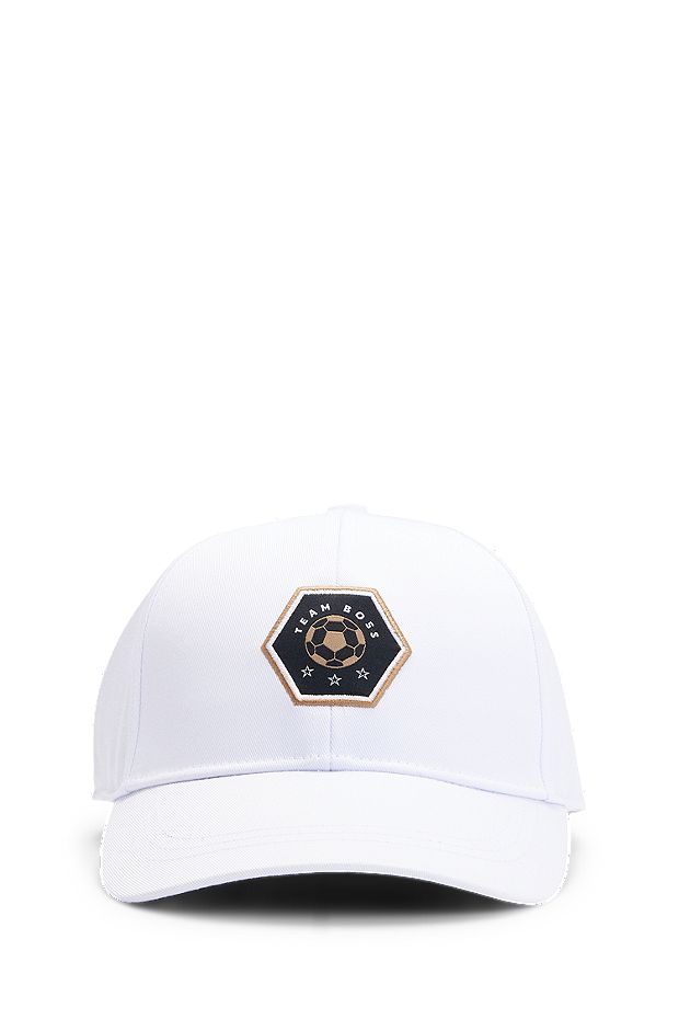Kids' cap with logo badge, White