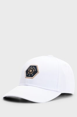Kids' cap with logo badge, White