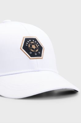 Kids' cap with logo badge, White
