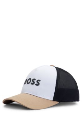 Kids' logo cap in cotton and mesh, White