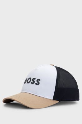 Kids' logo cap in cotton and mesh, White