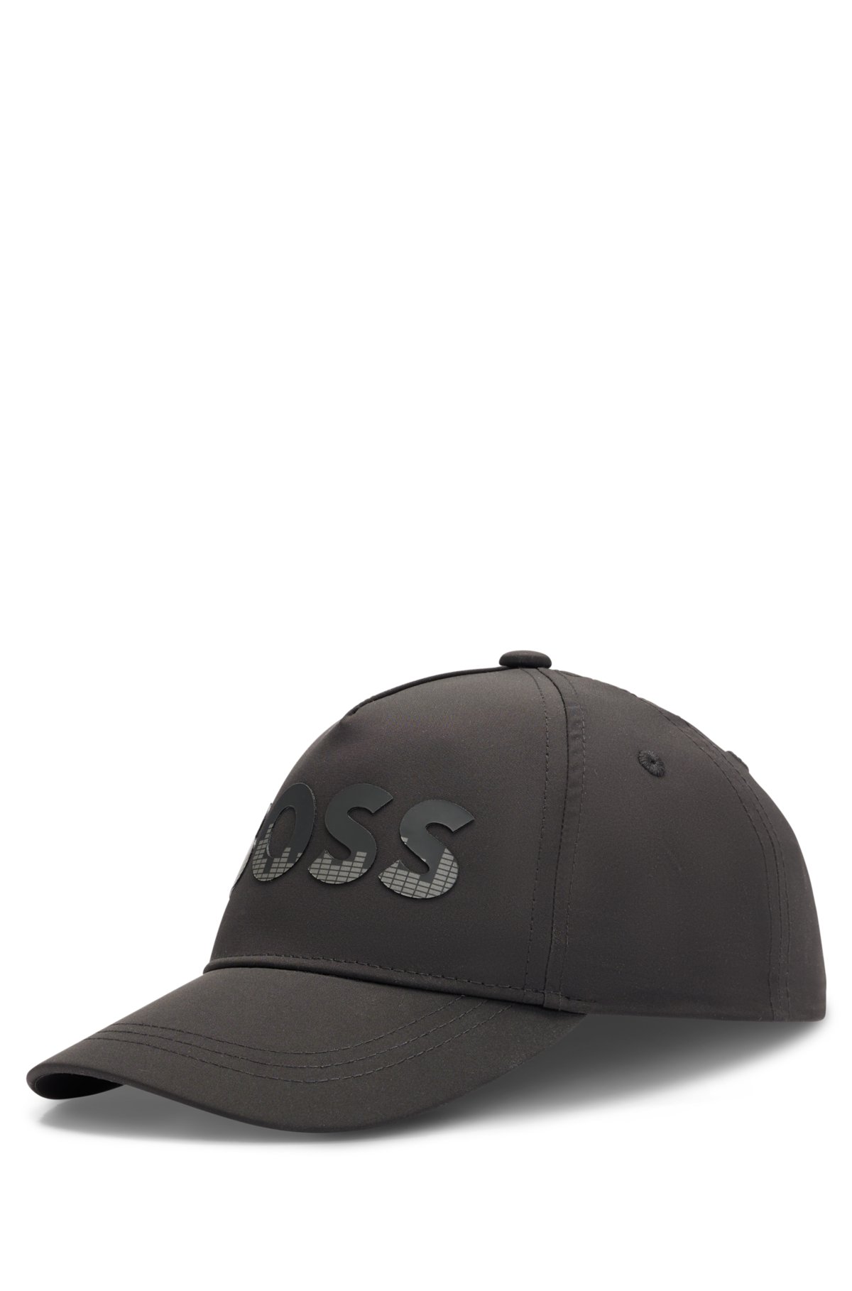 Kids' cap with decorative reflective logo, Black