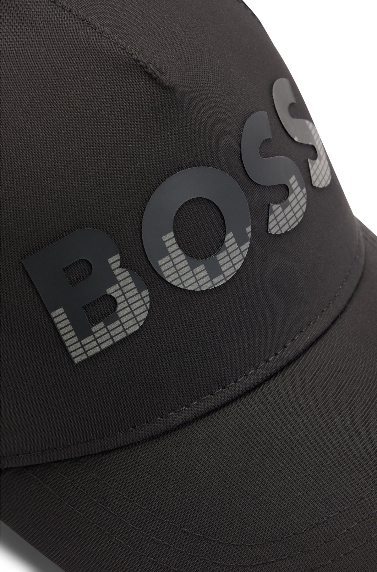 Kids' cap with decorative reflective logo, Black