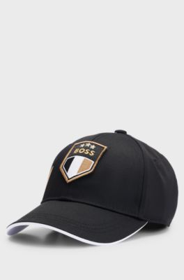 Kids' cap with colour-blocking and embroidered logo badge, Black