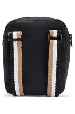 Kids' canvas messenger bag with vertical logo, Black