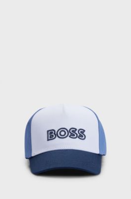 Kids' cap in cotton twill with logo print, White