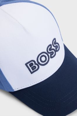 Kids' cap in cotton twill with logo print, White