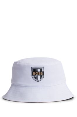 Kids' reversible bucket hat with signature details, White