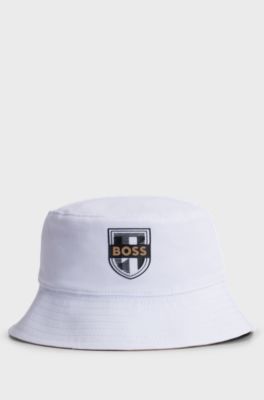 Kids' reversible bucket hat with signature details, White
