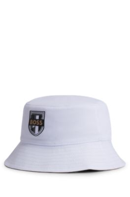 Kids' reversible bucket hat with signature details, White