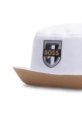 Kids' reversible bucket hat with signature details, White
