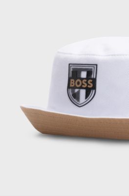 Kids' reversible bucket hat with signature details, White
