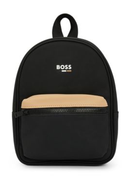Kids' rubber-coated backpack with logo print, Black