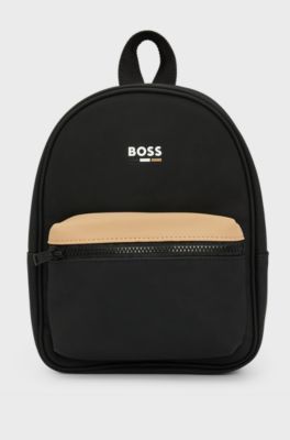 Kids' rubber-coated backpack with logo print, Black