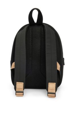 Kids' rubber-coated backpack with logo print, Black