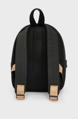Kids' rubber-coated backpack with logo print, Black