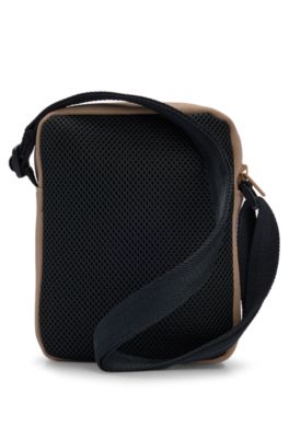 Kids' canvas messenger bag with logo print, Brown