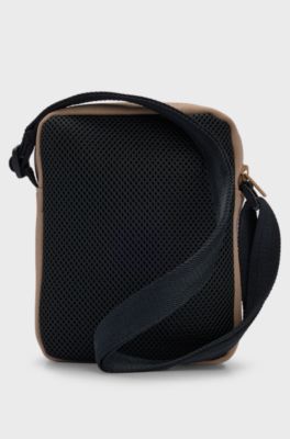 Kids' canvas messenger bag with logo print, Brown