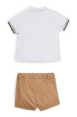 Geschenk-Set aus Baby-Poloshirt und -Shorts, Gemustert