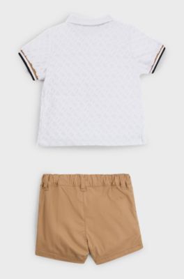 Gift-boxed polo shirt and shorts set for babies, Patterned